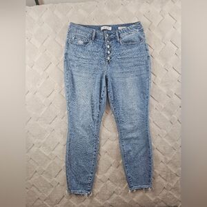 Judy Blue Skinny Fit Jeans Womens 14W Button Front Stretchy Blue Denim